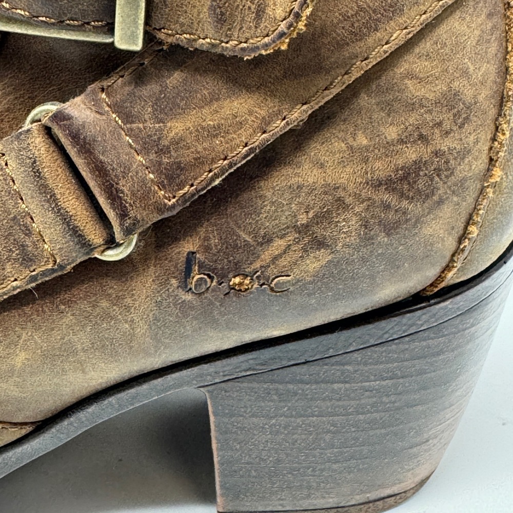 BOC Born‎ Casual Brown Leather Buckle Ankle Boots Women Size 6M - Picture 5 of 11